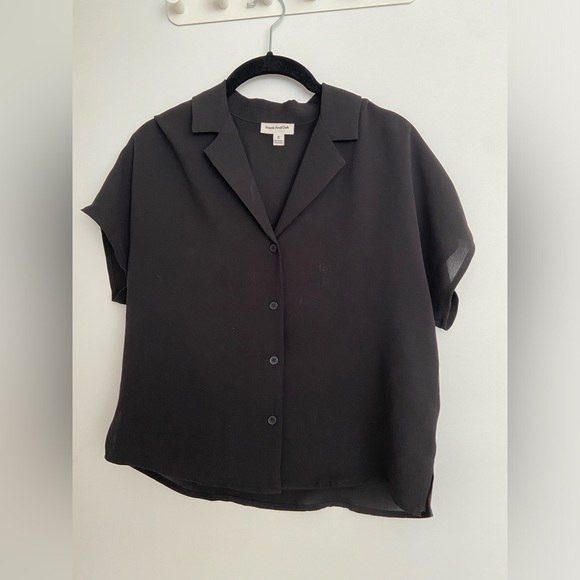 Frank and Oak The Camp Collar Blouse Black XS - Picture 3 of 5
